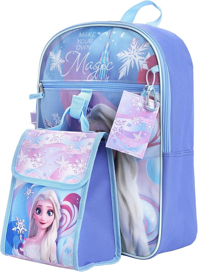 Disney Frozen Kids 16" Backpack and Lunch Bag 5 Piece Set