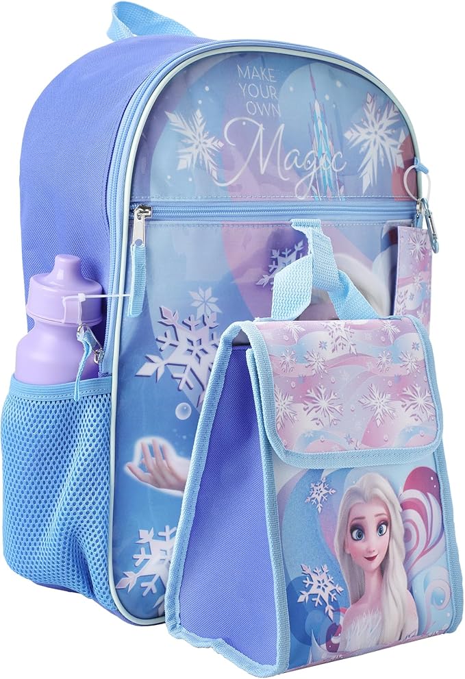 Disney Frozen Kids 16" Backpack and Lunch Bag 5 Piece Set