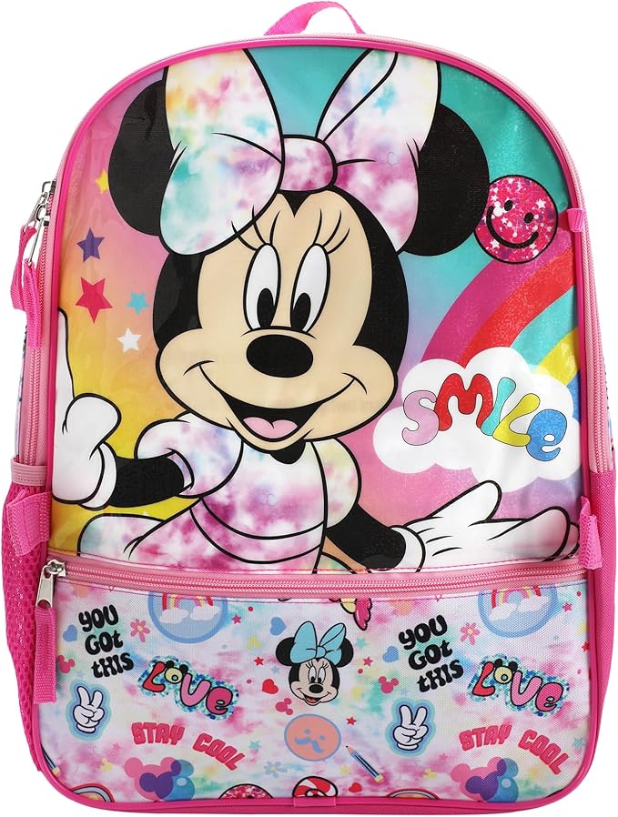 Minnie Mouse Choose Happy Kids 16" Backpack and Lunch Bag 5 Piece Set