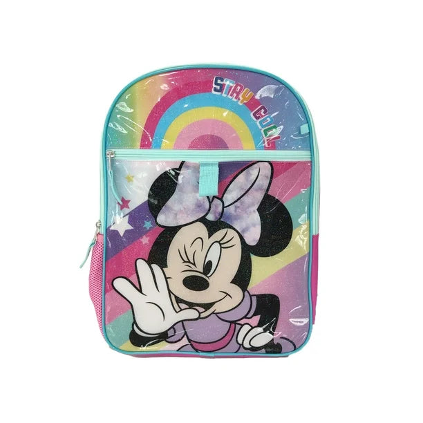 Disney Minnie Mouse Rainbow 5 Piece Kids 16" Backpack Set