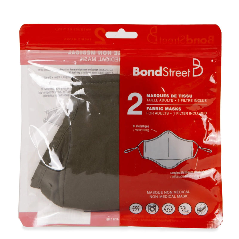 Bond Street Adult Washable Face Masks 2PK With 1 Filter