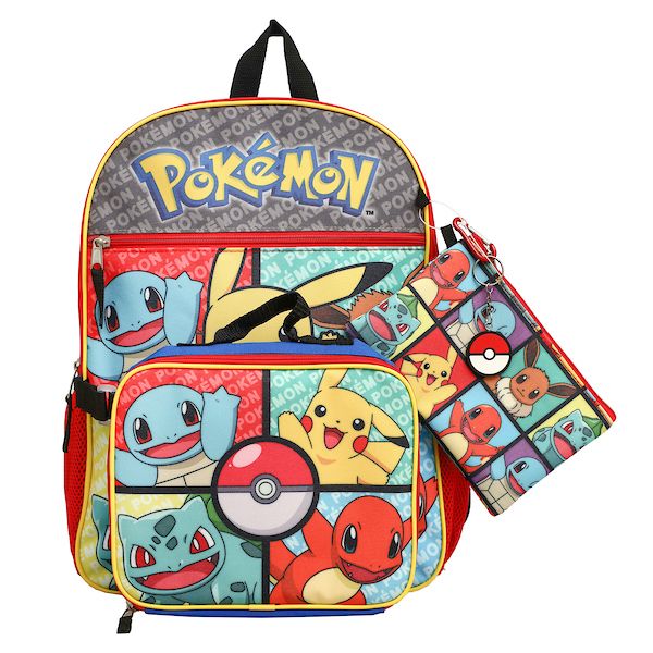 Pokemon Pikachu Characters 5 Piece Kids 16 Backpack Set