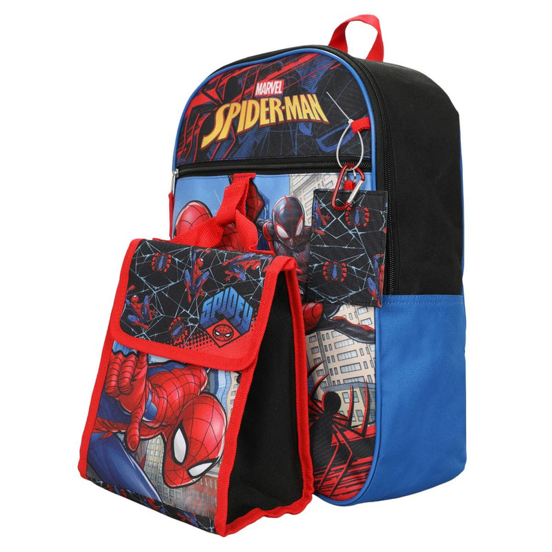 Marvel Spider-Man Miles Morales 5 Piece Kids 16" Backpack Set