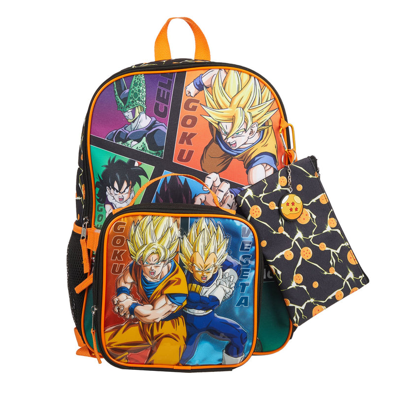 Dragon Ball Z Action Shot Kids 16" Backpack and Lunch Bag 5 Piece Set