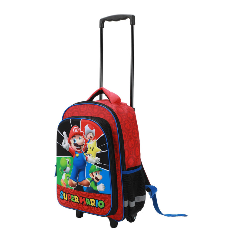 Super Mario Bros 16" Retractable Trolly Backpack with Rolling Wheels