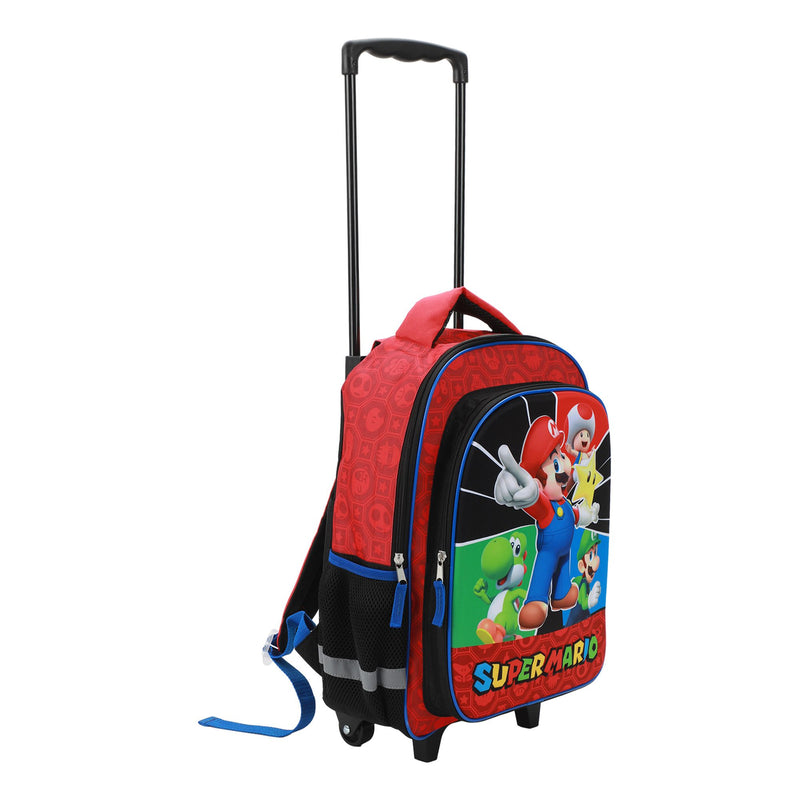 Super Mario Bros 16" Retractable Trolly Backpack with Rolling Wheels